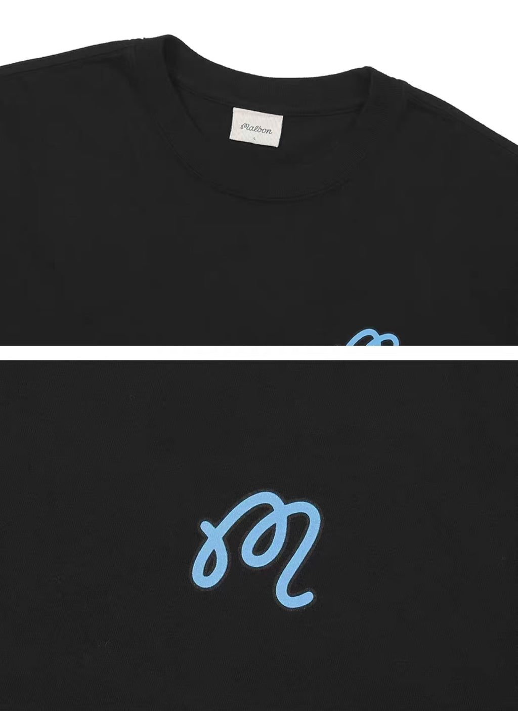Malbon クイックドライ グラフィックTシャツ ブラック 胸元ロゴ ディテール