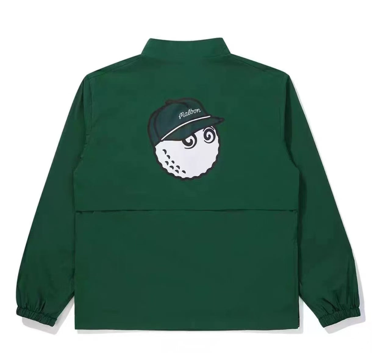 Malbon Golf Men’s Quick-Dry Stand 襟 Half-Zip プルオーバー グリーン 背面画像