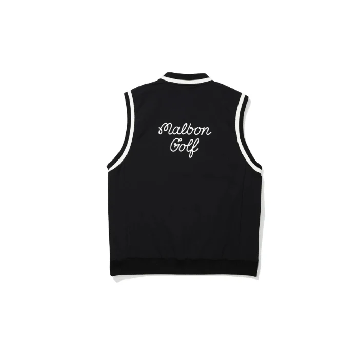 Malbon Men's Golf Vest - Casual Sport Sleeveless Outerwear Black back view