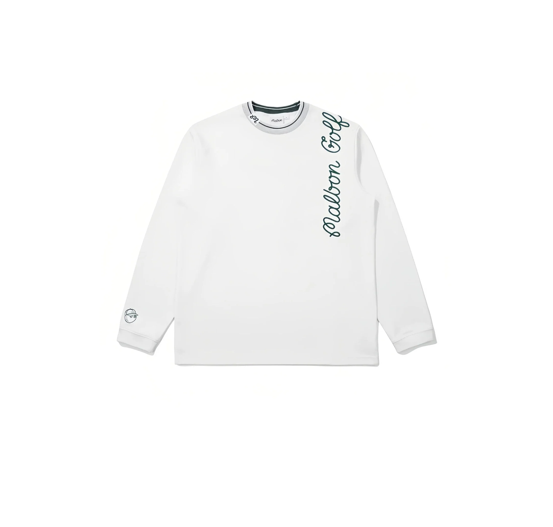 Malbon Men's Long Sleeve Golf Polo - Breathable Stretch White front view