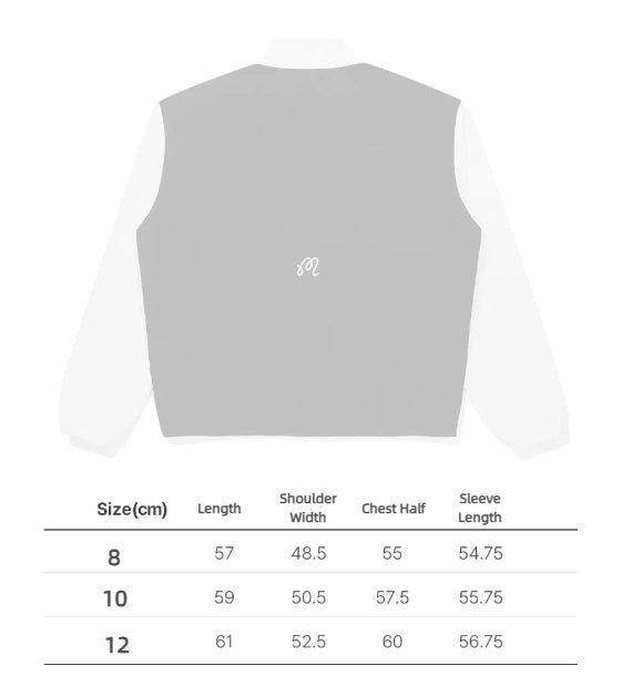 Size chart for Malbon women's lightweight windproof golf jacket