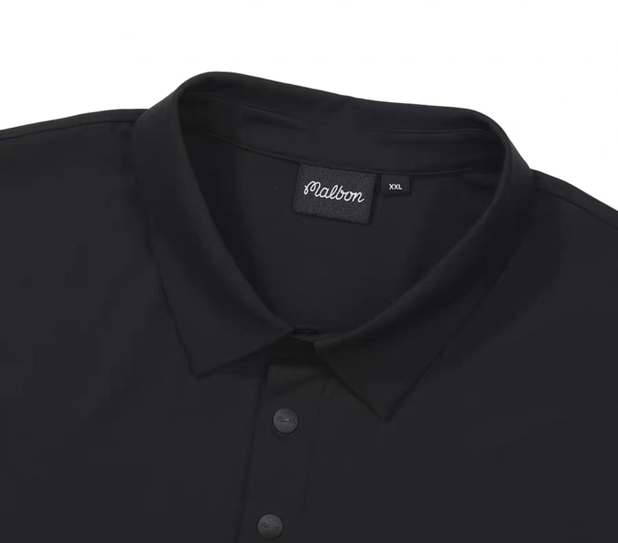 Malbon Golf メンズ 軽量 クーリング 速乾 ポロシャツ（ブラック） ロゴと生地のディテール