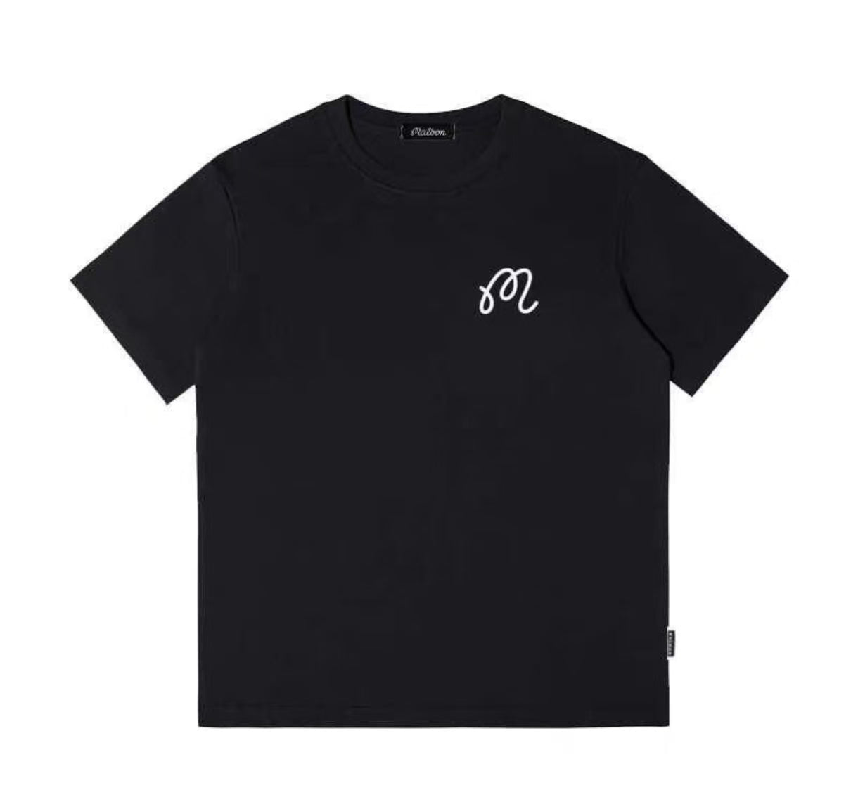 Malbon メンズ ブラック コットンゴルフTシャツ 前面
