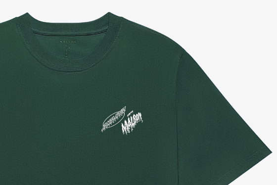 Malbon Santa Cruz Bermuda Tシャツ グリーン 背面グラフィック詳細