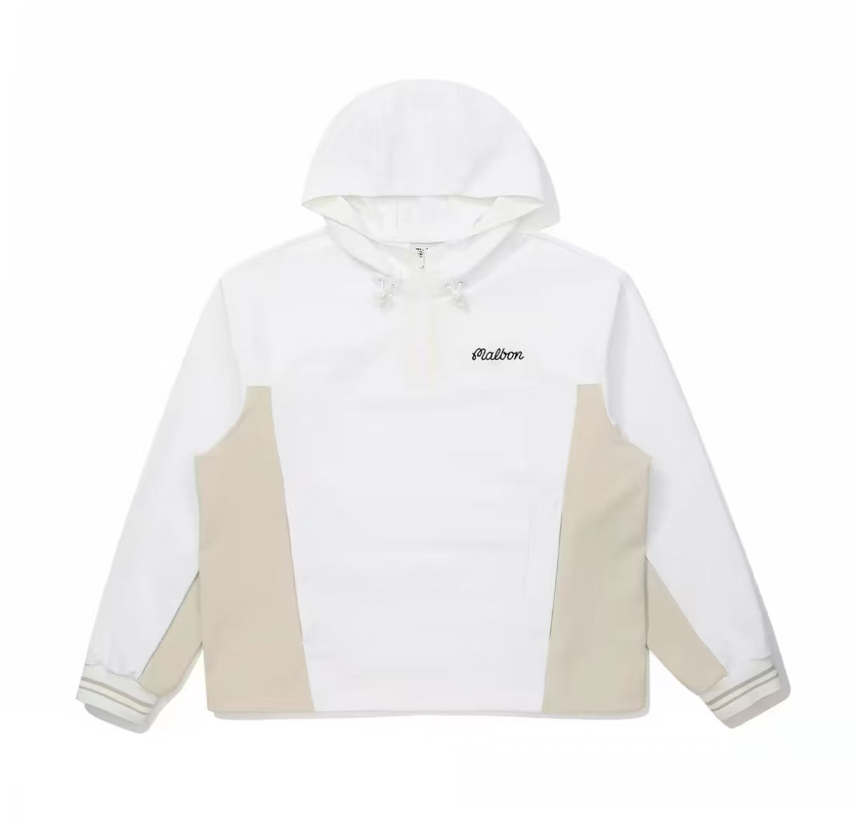 Front view of Malbon women's hooded lightweight windproof golf jacket