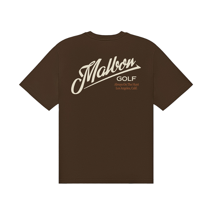 Malbon Bermuda Maxwell Graphic Golf T-Shirt Brown back view