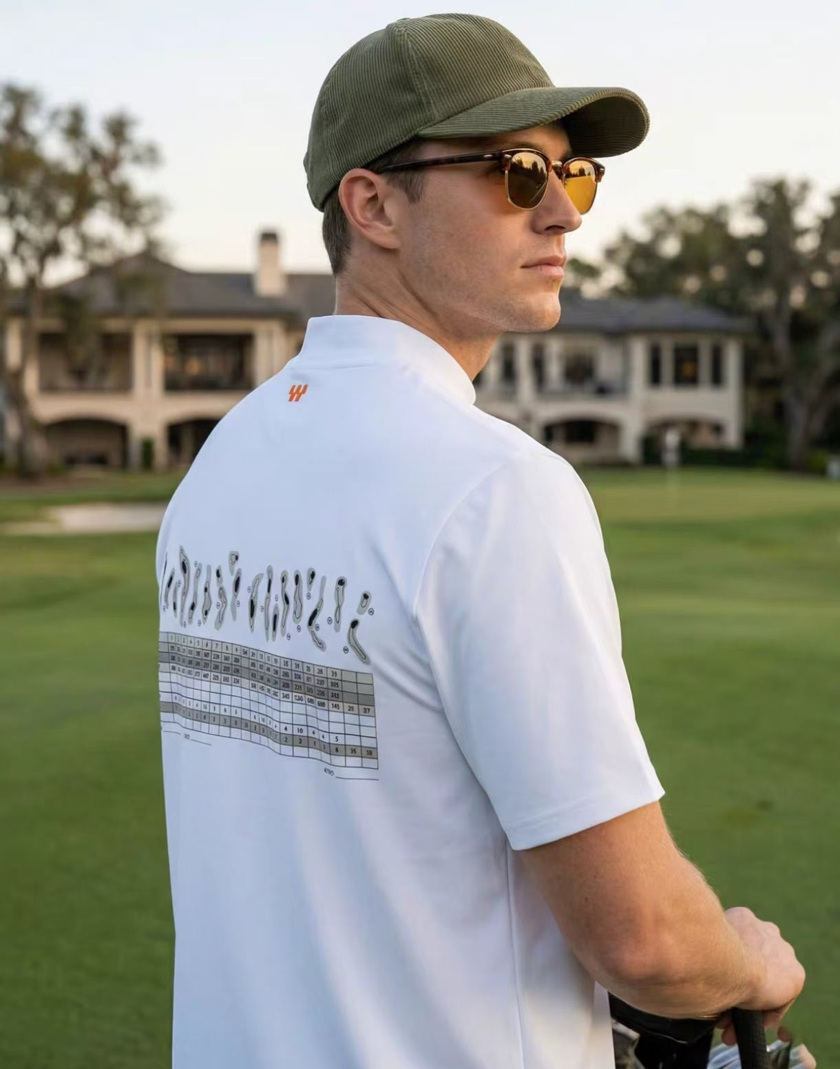 Devereux Golf Men’s Summer Mock Neck Scorecard Print Golf Shirt