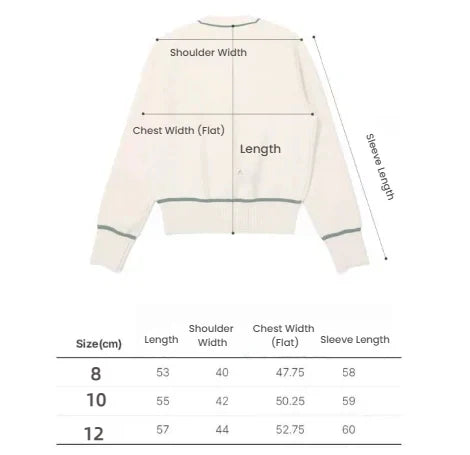 Malbon Women Golf Knit Sweater Jacket Warm Casual Outerwear Beige size chart