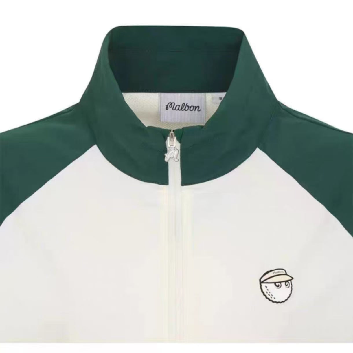 Malbon Golf Women’s Quick-Dry Stand 襟 スポーツトップ グリーン 襟 and ロゴ ディテール