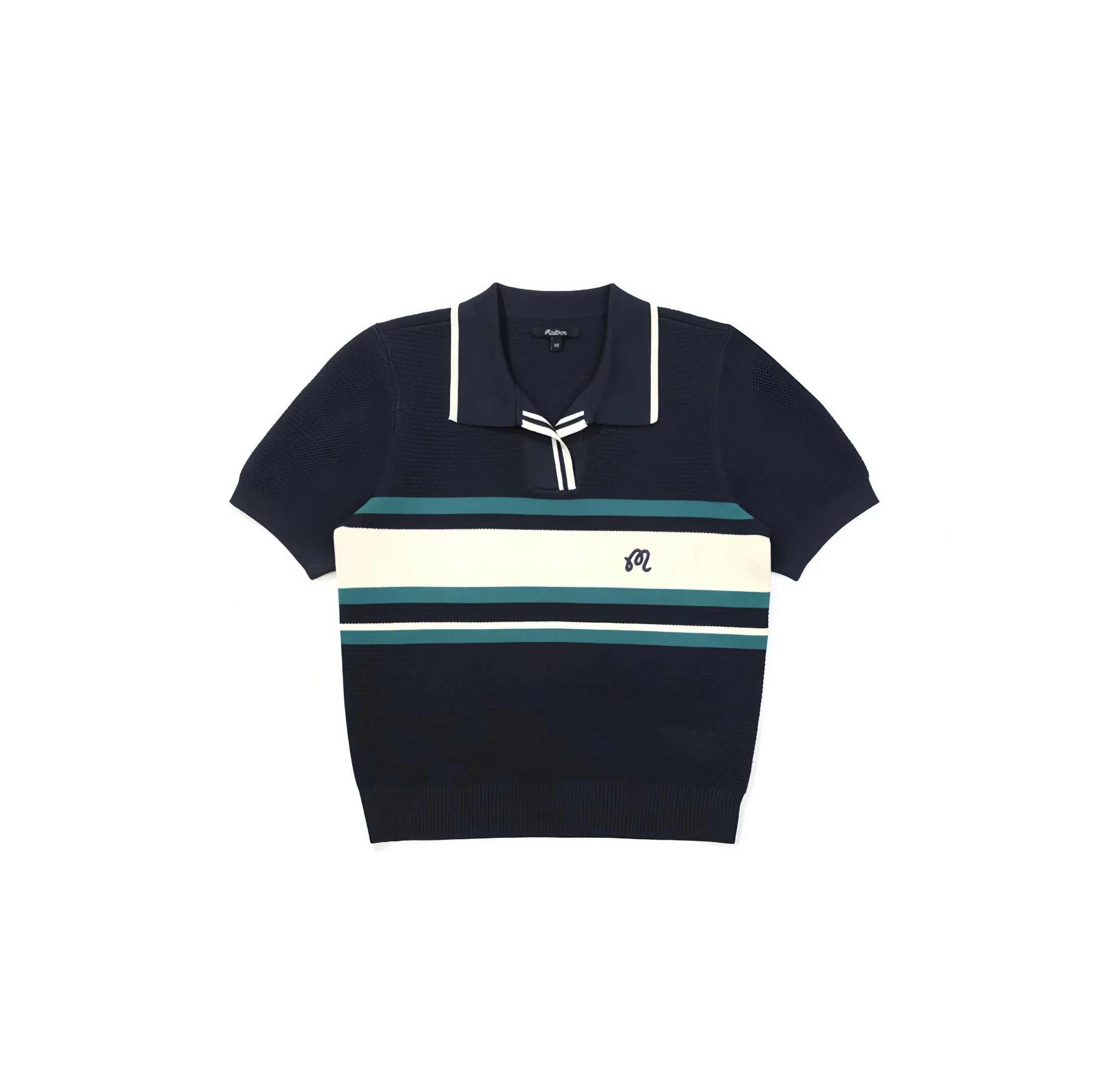 Malbon Women's Knit Golf Polo Navy Blue women's knit golf polo front view