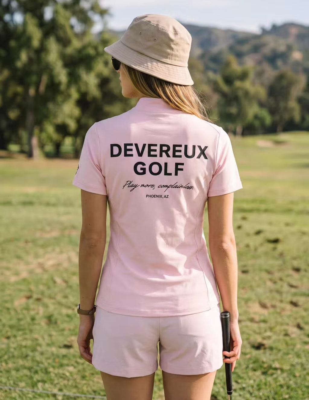 Devereux Golf Women’s American Mock Neck Back Letter Print Golf Shirt