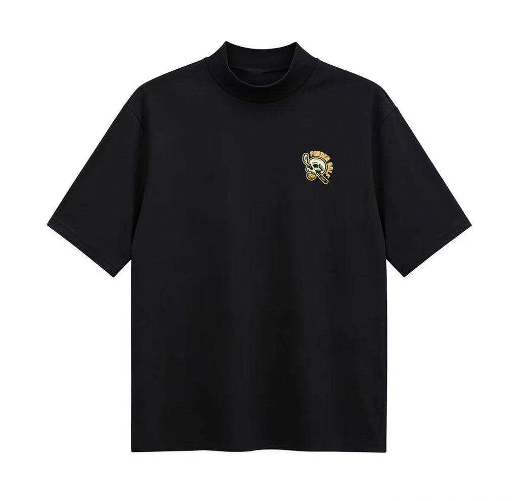 Forden Golf メンズ 接触冷感 速乾 スカル柄 モックネックシャツ（ブラック）の商品画像