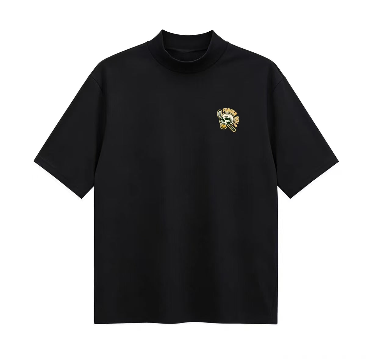 Forden Golf メンズ 接触冷感 速乾 スカル柄 モックネックシャツ（ブラック）の商品画像