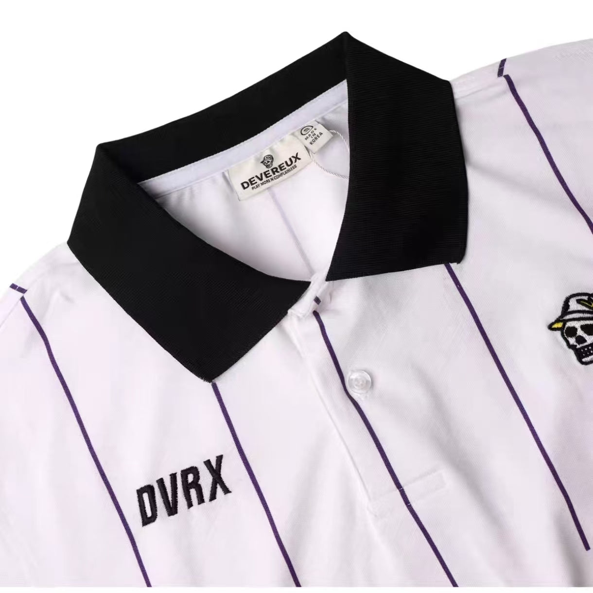 Devereux メンズ ストライプ ゴルフポロ 襟ディテール