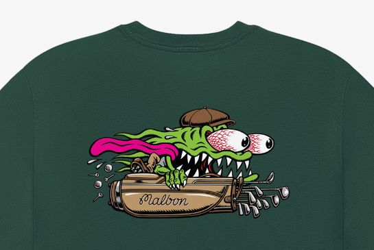 Malbon Santa Cruz Bermuda Tシャツ グリーン 背面アート詳細