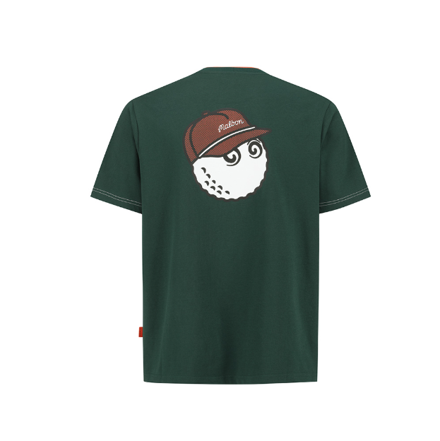 Malbon メンズ グリーン ゴルフグラフィックTシャツ 背面