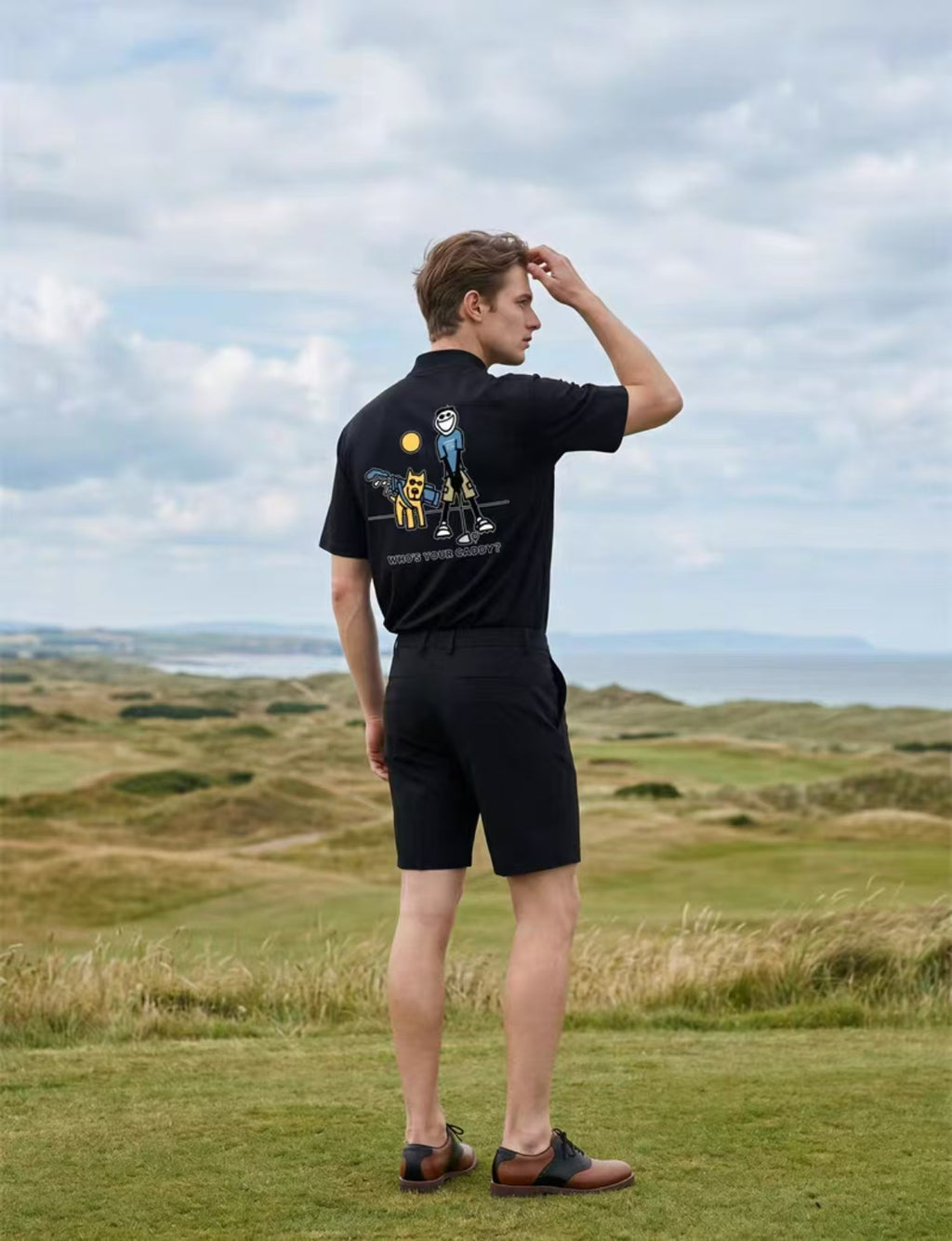 Forden Golf メンズ 接触冷感 速乾 モックネック ゴルフシャツ（ブラック）の商品画像