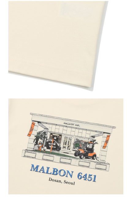 Malbon Dosan 645-1 Tシャツ ベージュ 裾詳細