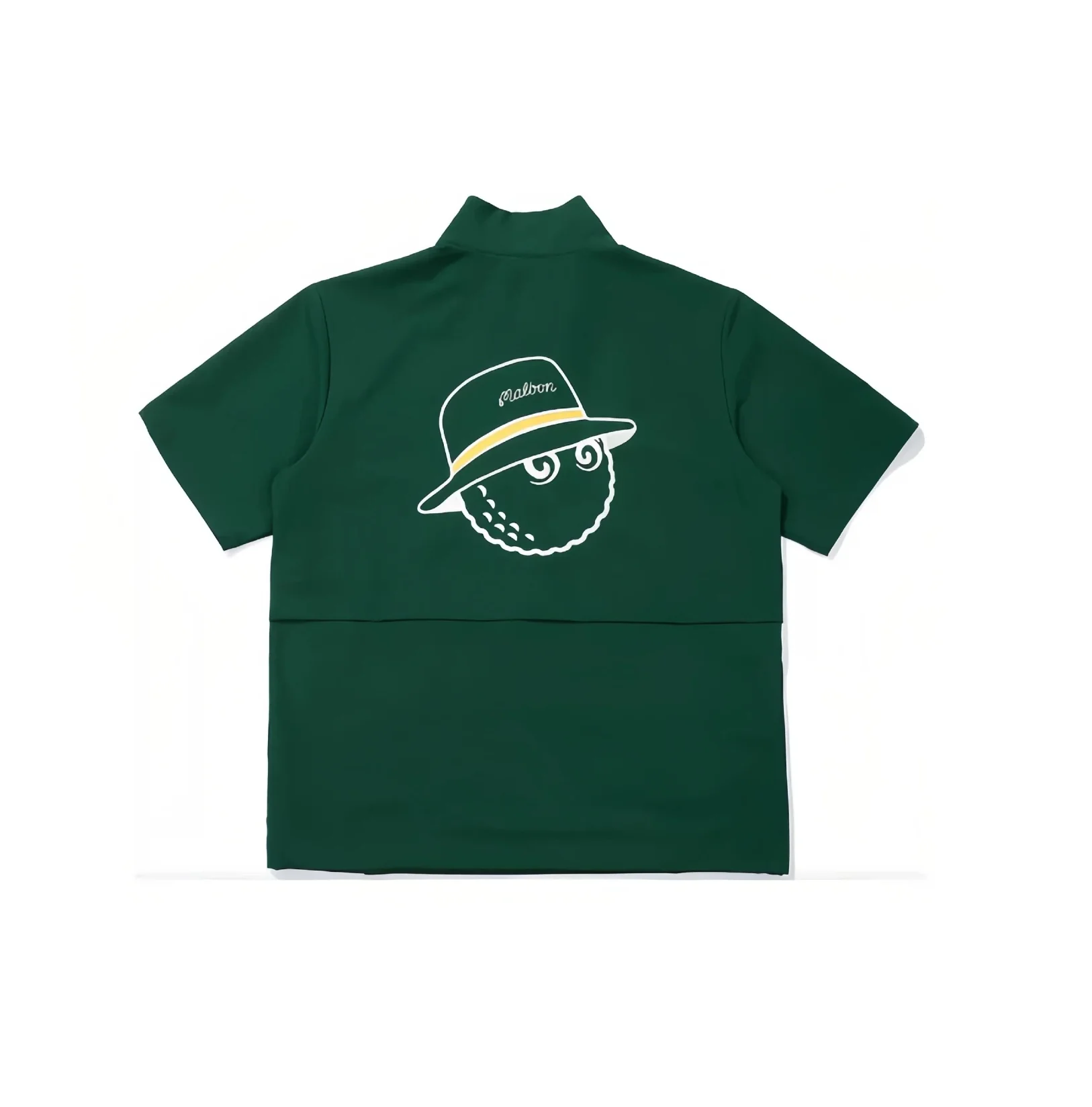 Malbon Men Golf Half Zip Stand Collar Shirt Summer Sport Tee Green back view