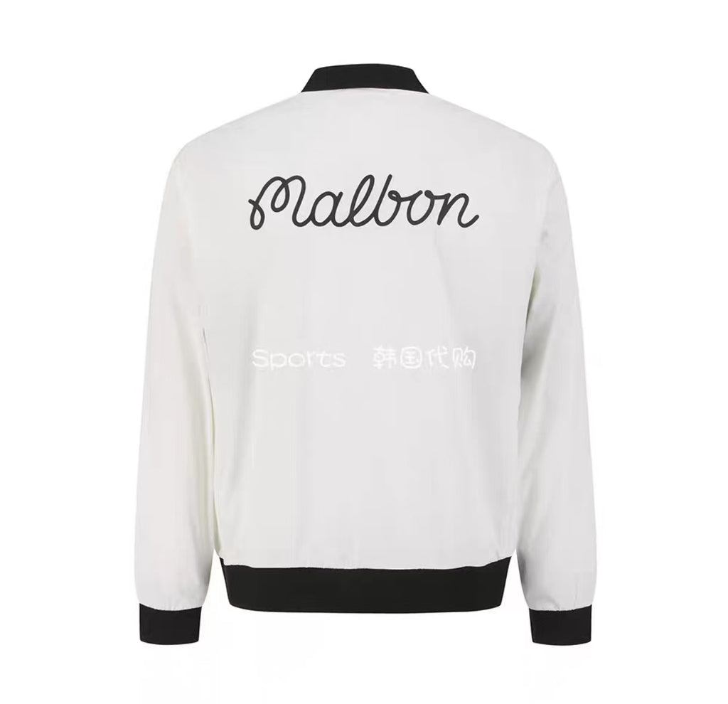 Malbon men White lightweight golf jacket sleeve detail