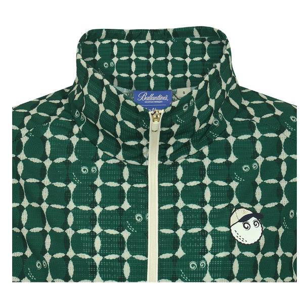 Malbon Golf x Ballantine's レディース メッシュ ハーフジップベスト（グリーン） - 襟とロゴのディテール