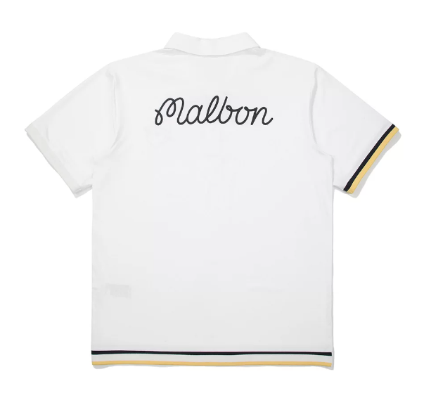 Malbon men's green golf polo chest graphic close-up
