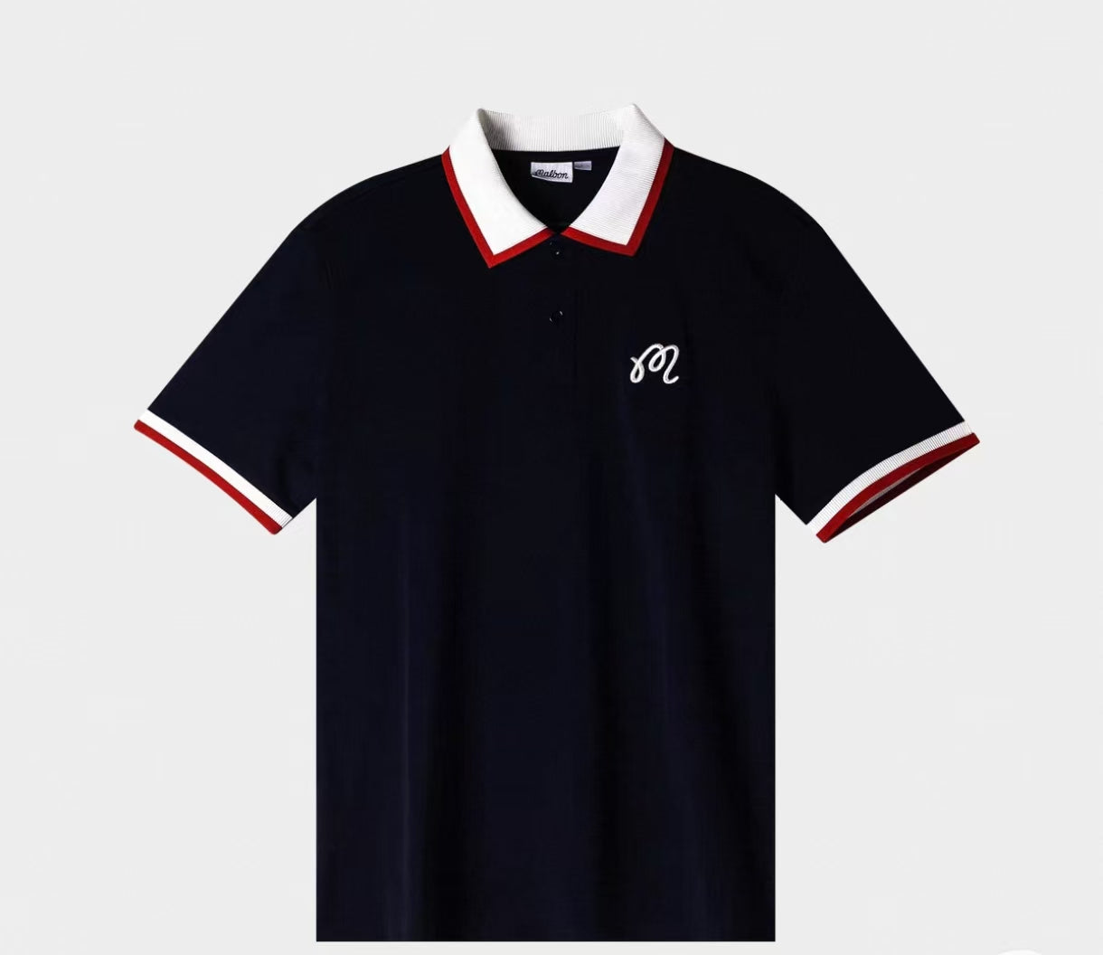 Malbon Golf メンズ カラーブロック アスレチック ポロシャツ（ネイビーブルー） 正面