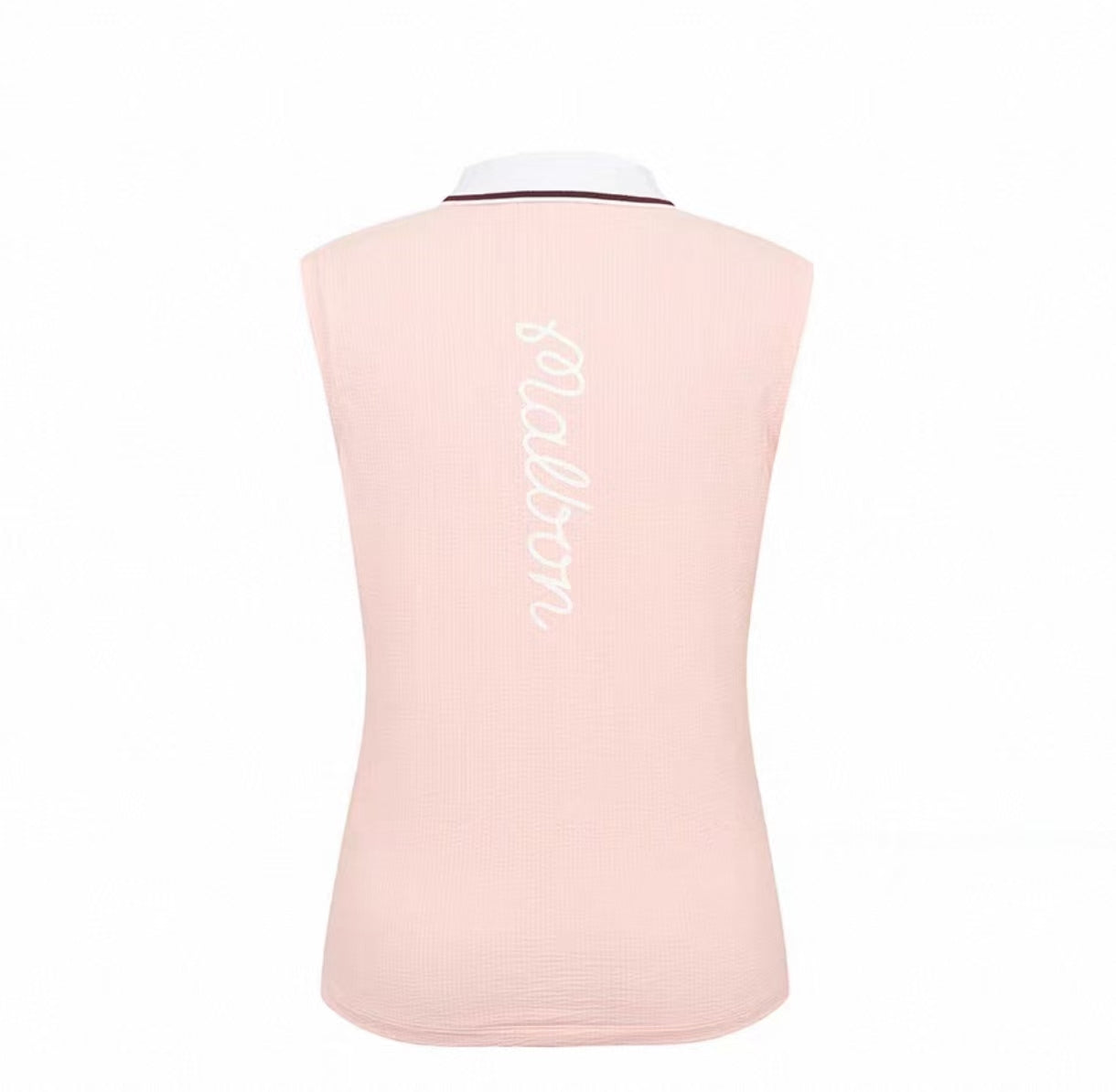 Malbon women's Slim Fit Collared V-Neck Golf Vest in Pink, back view