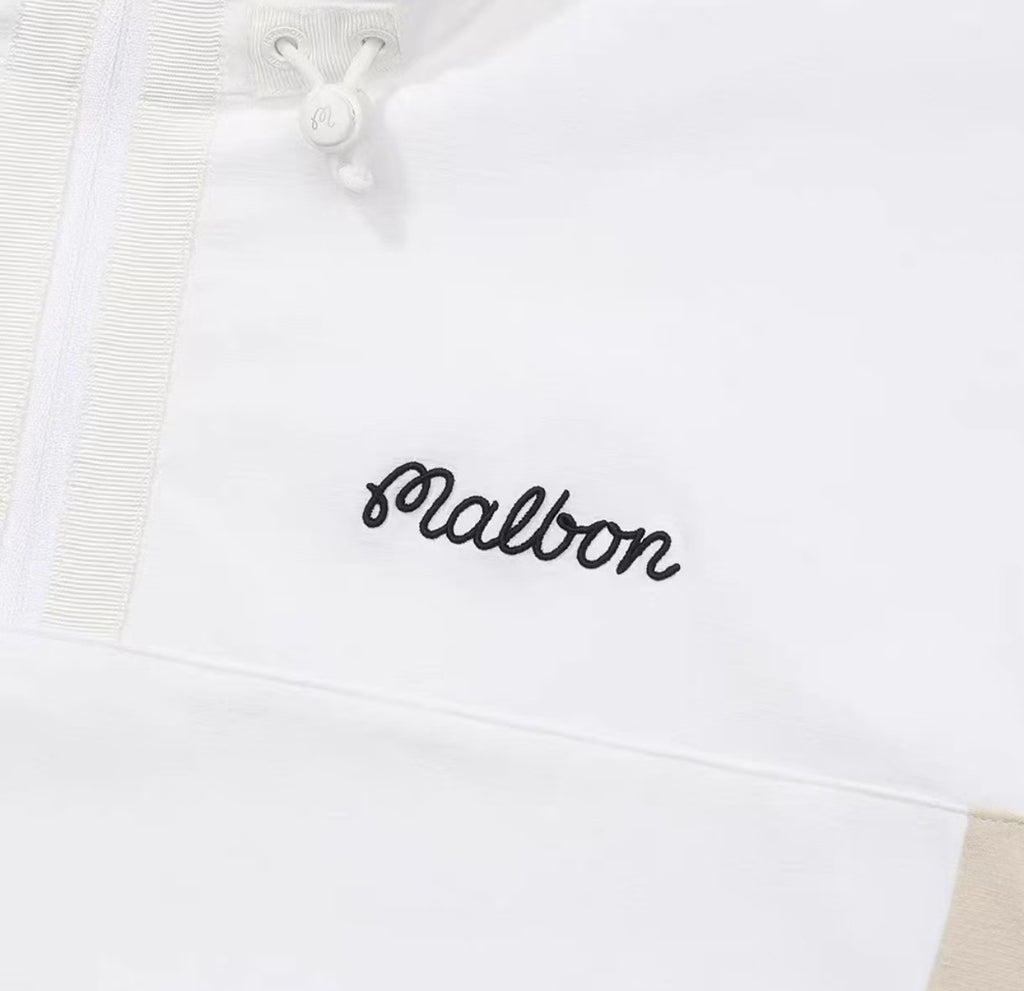 Malbon hooded windproof golf jacket pocket logo detail