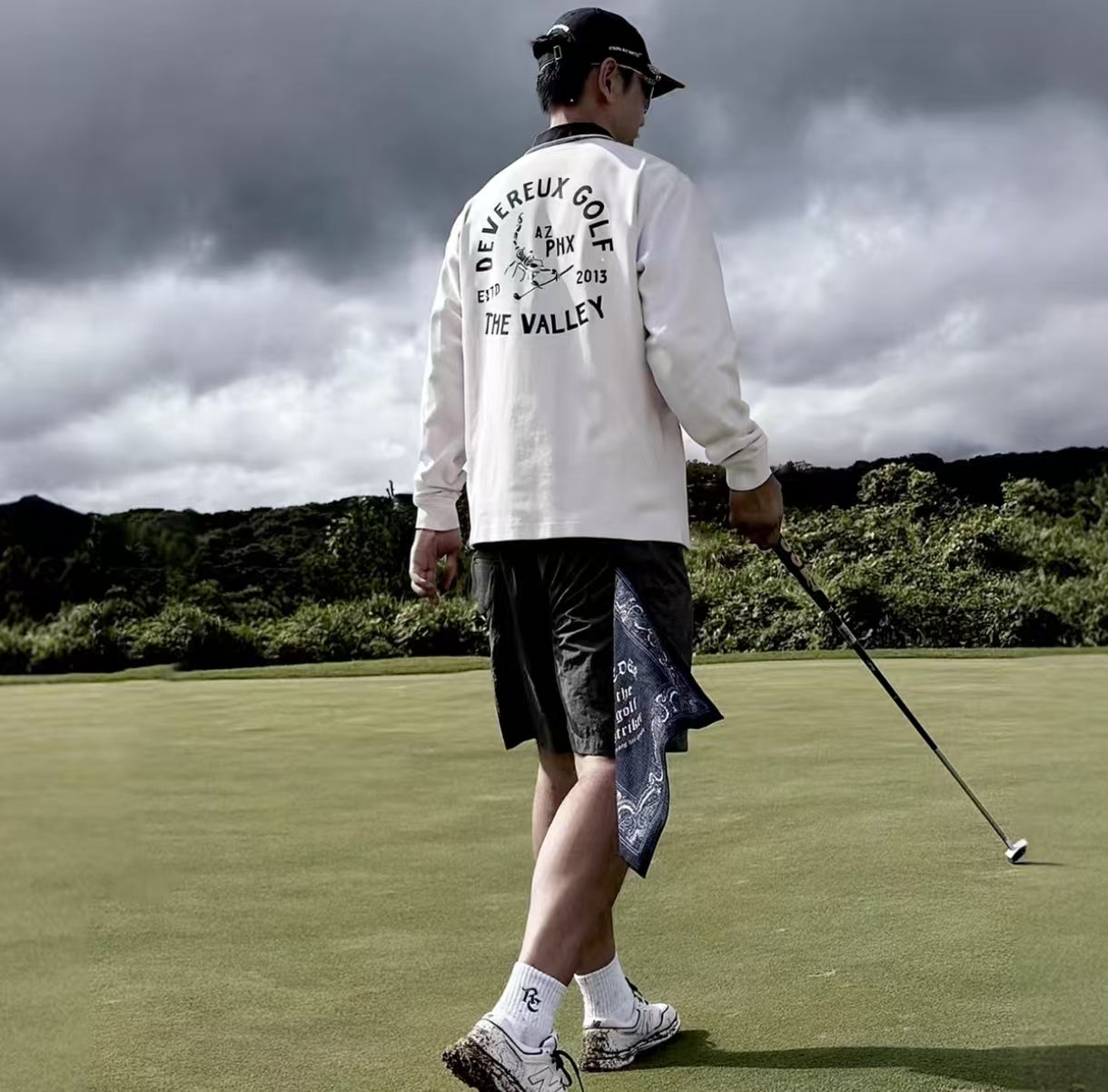Devereux Golf Loose Scorpion Cotton Heavyweight Piqué Long Sleeve Polo Shirt