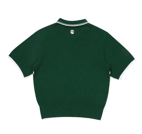 Malbon women's green striped golf polo back view