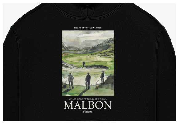 Malbon Golf Pestle Graphic Heavyweight Black Streetwear Hoodie