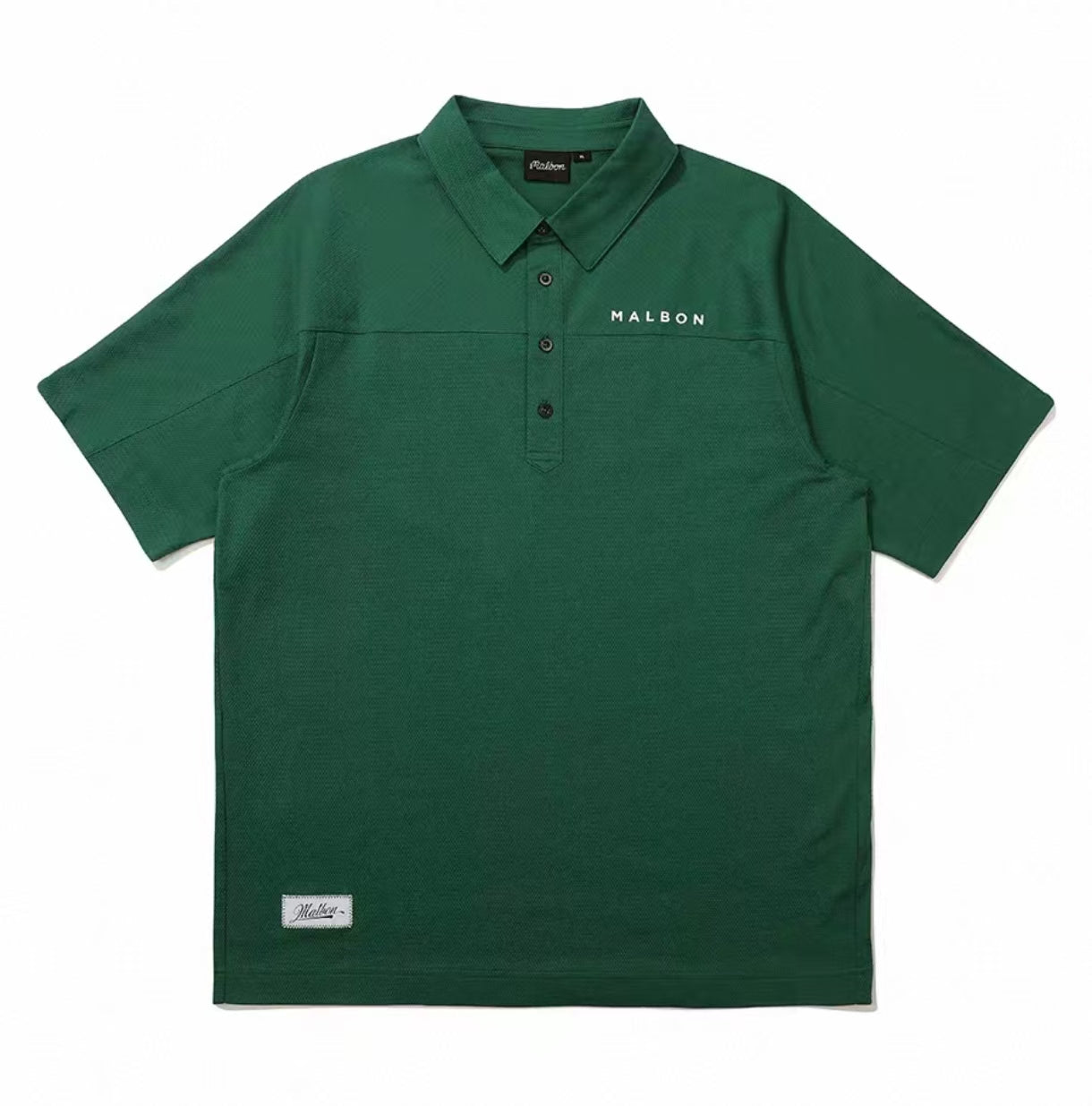 Malbon Golf メンズ カジュアル 速乾 ポロシャツ（グリーン） 正面