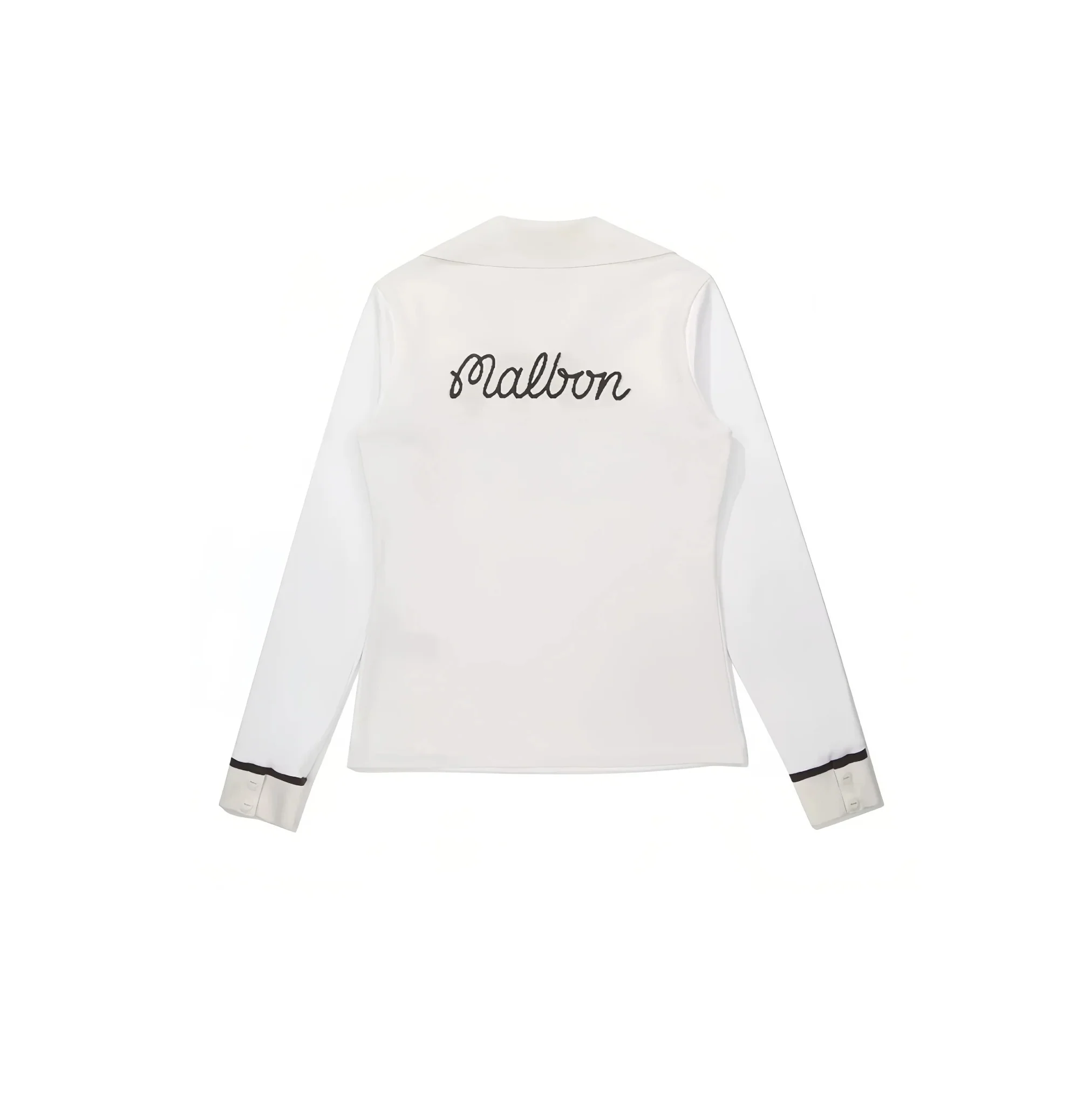 Malbon Women Golf Ice Silk Polo Shirt Knit Collar Top 2026 Cream back view