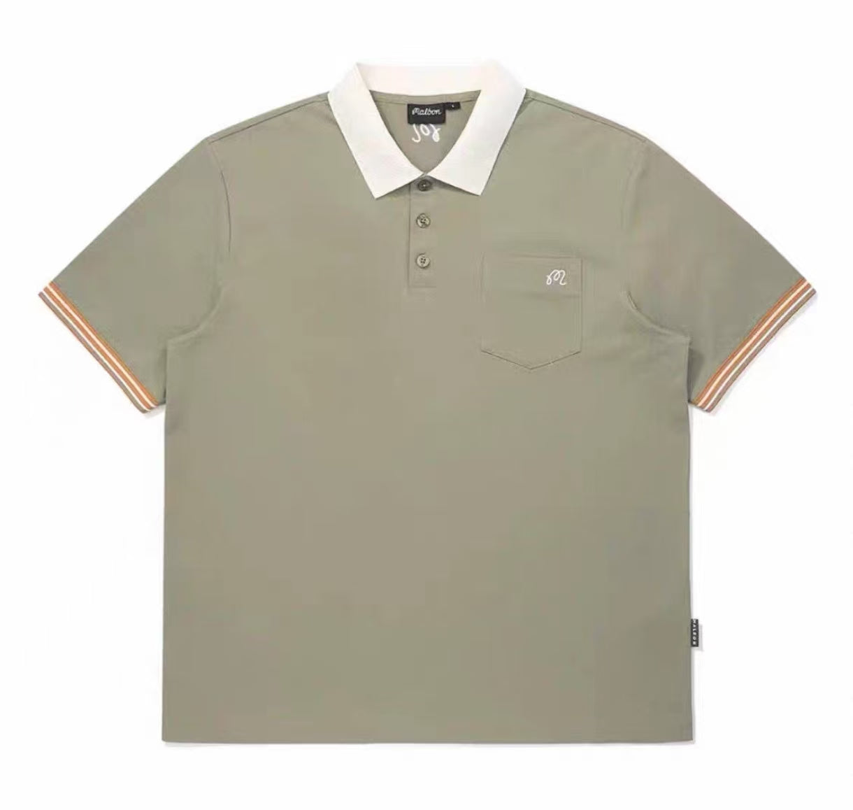 Malbon Golf メンズ アスレチック ポロシャツ（オリーブ） 正面