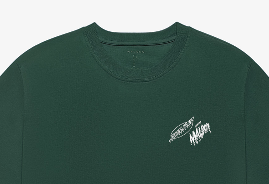 Malbon Santa Cruz Bermuda Tシャツ グリーン 襟と胸元の詳細