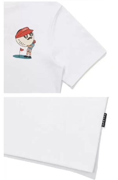 Malbon Dosan 6451 Tシャツ ホワイト 袖と裾の詳細