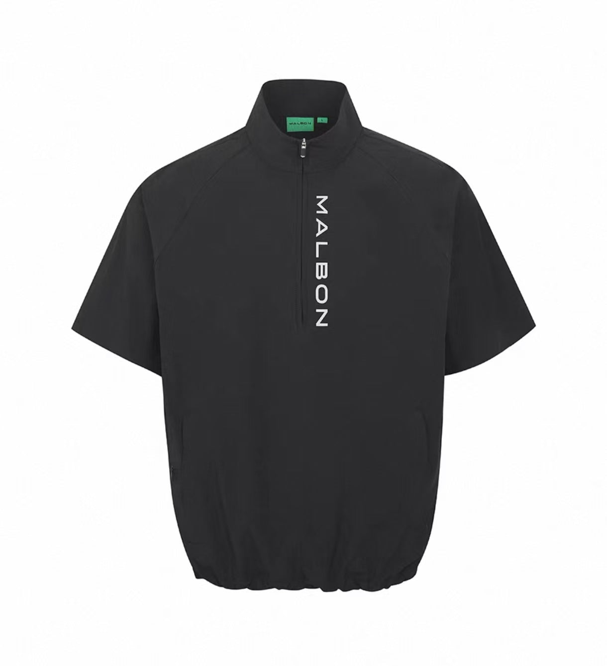 Malbon men Black short-sleeve half-zip golf jacket upper detail