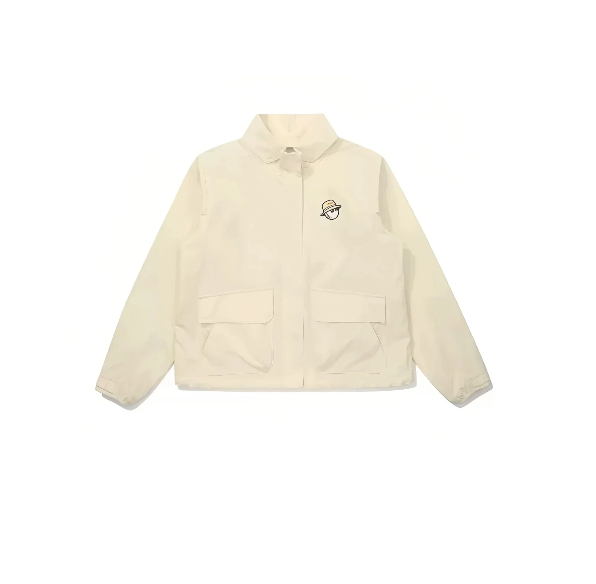 Malbon Women Golf Windbreaker Jacket Zip Hooded 2026 Beige front view
