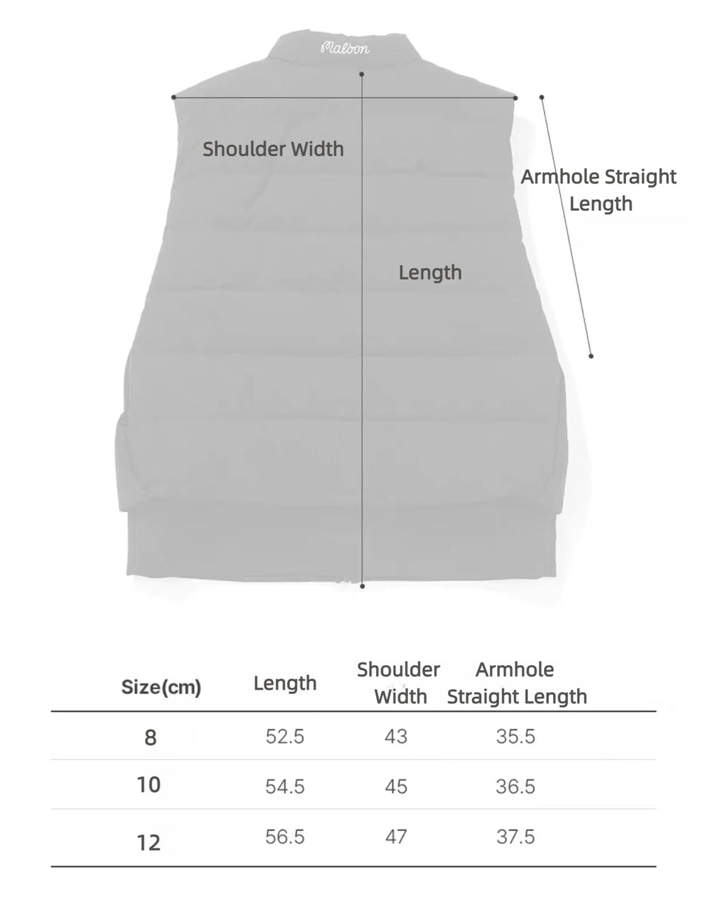 Malbon Golf Women’s Premium Duck Down Insulated Vest beige size chart