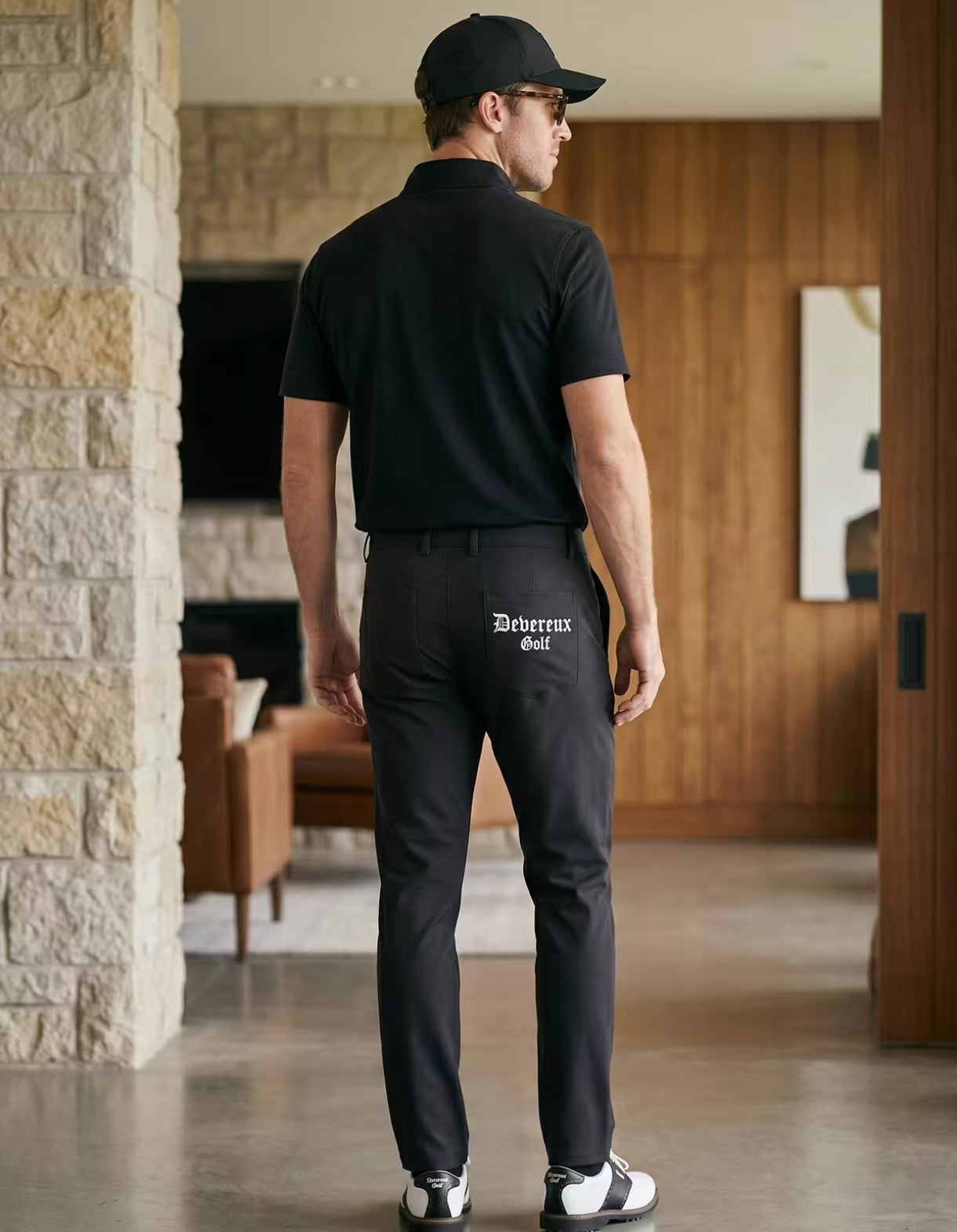 Devereux Golf メンズ ホワイト ストレッチ 通気性 ゴルフパンツ（ブラック）の商品画像