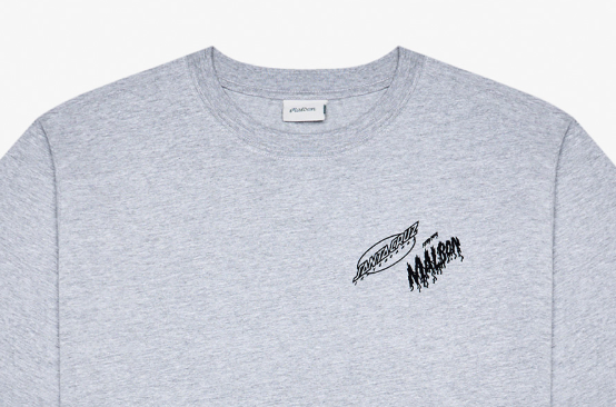 Malbon Santa Cruz Bermuda Graphic Golf T-Shirt Grey collar detail