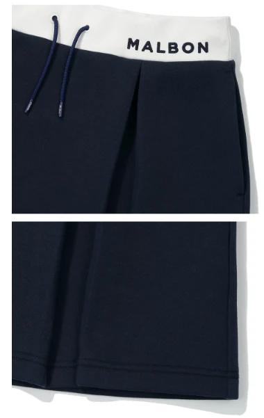 Malbon Women's Golf Skort - Autumn Winter Sport Skirt Dark Blue fabric and trim detail