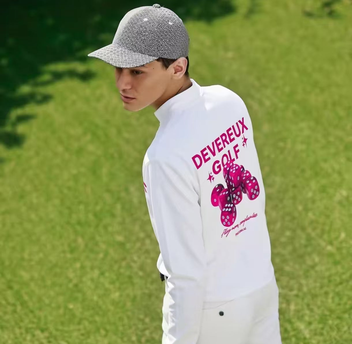 Devereux Golf Ice Silk Quick-Dry Dice Print Mock Neck Shirt