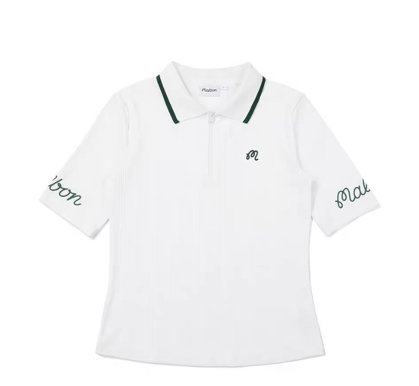 Malbon Golf レディース クーリング スリム フィット ポロシャツ（ホワイト） - 正面