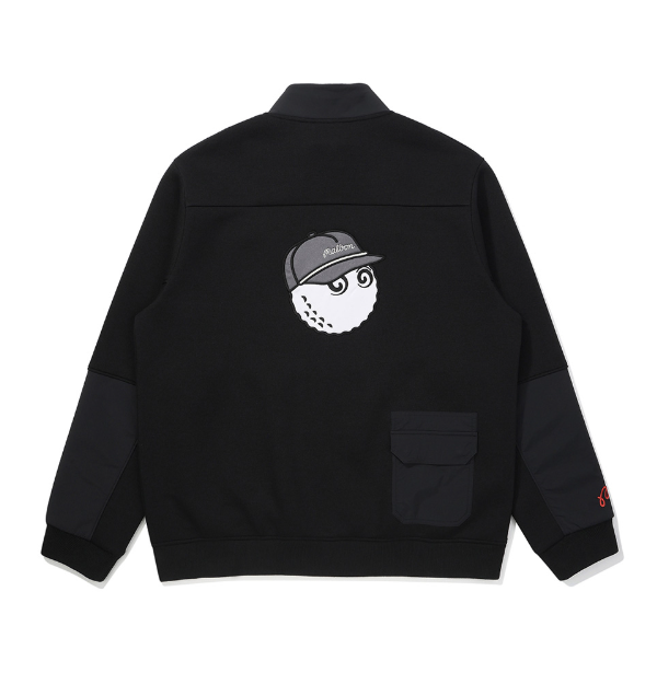 Malbon Golf Men’s Stand 襟 Full-Zip Fleece Jacket ブラック 背面画像