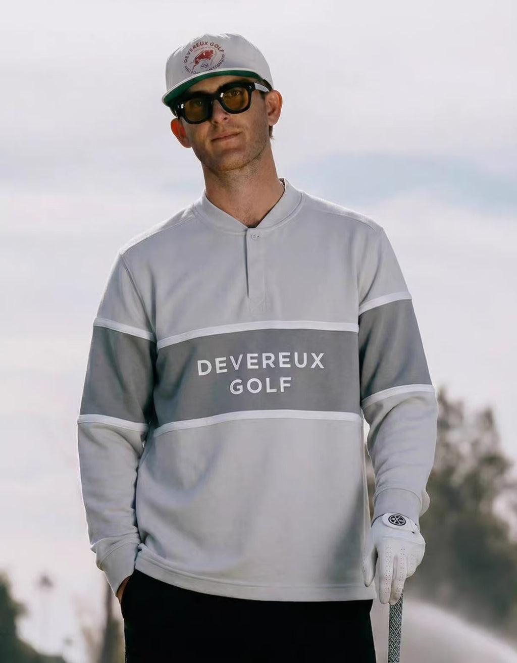 Devereux Golf メンズ グレー カラーブロック ヘンリースウェット（グレー）の商品画像
