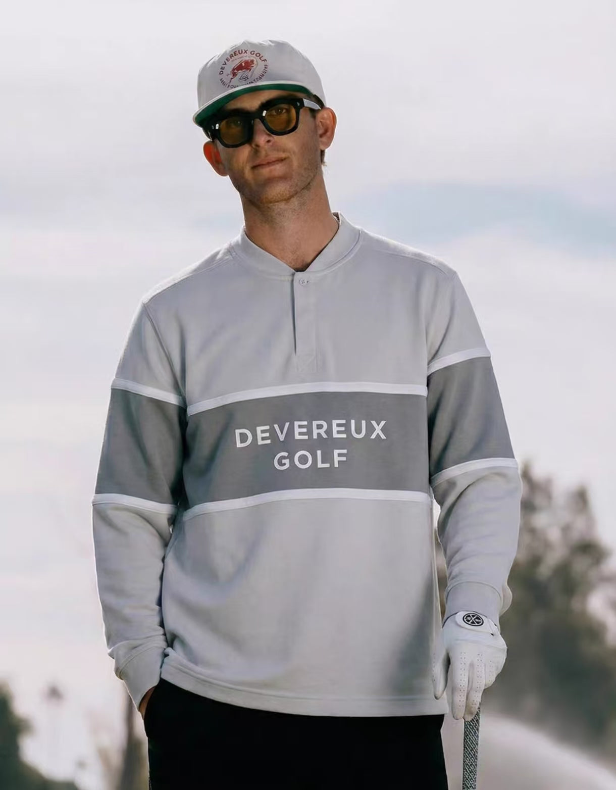Devereux Golf メンズ グレー カラーブロック ヘンリースウェット（グレー）の商品画像