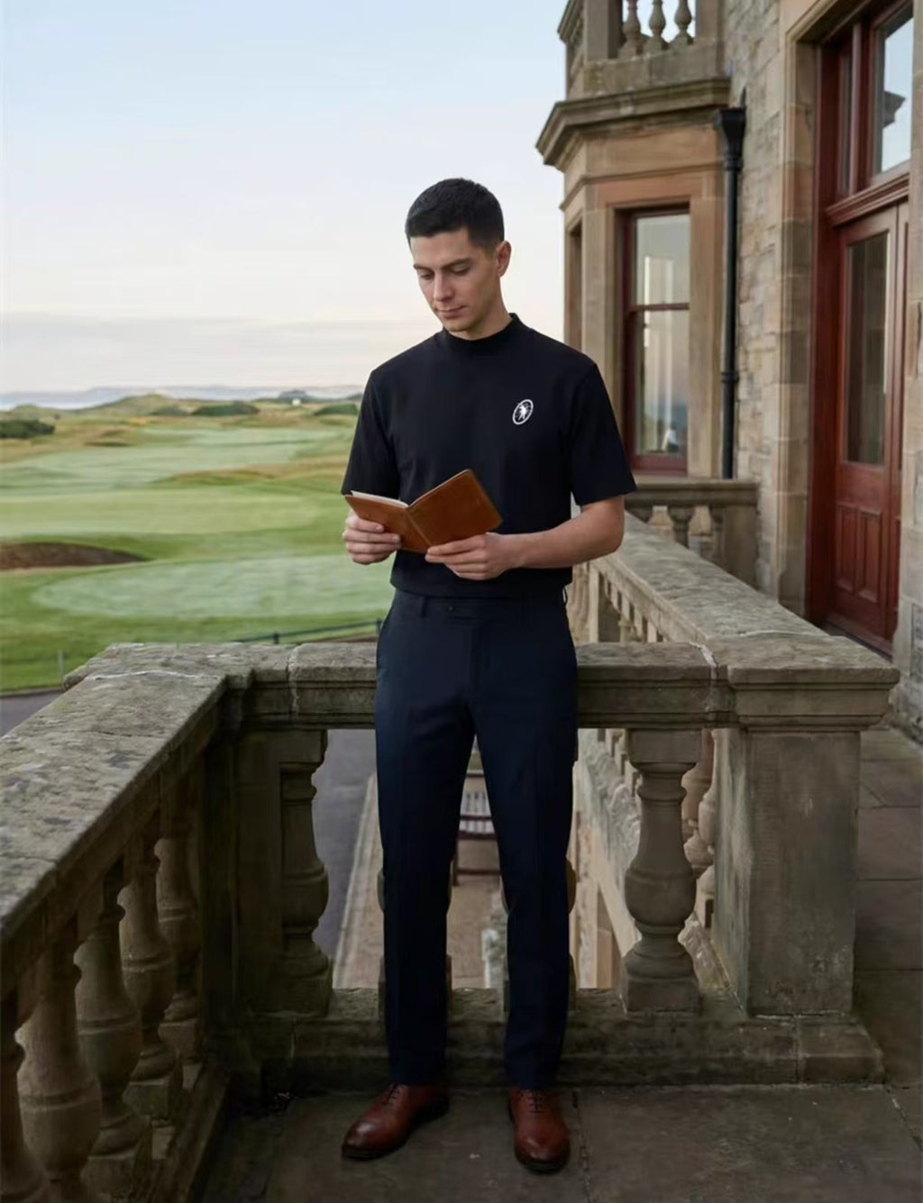 Forden Golf メンズ 接触冷感 速乾 モックネック ゴルフシャツ（ブラック）の商品画像