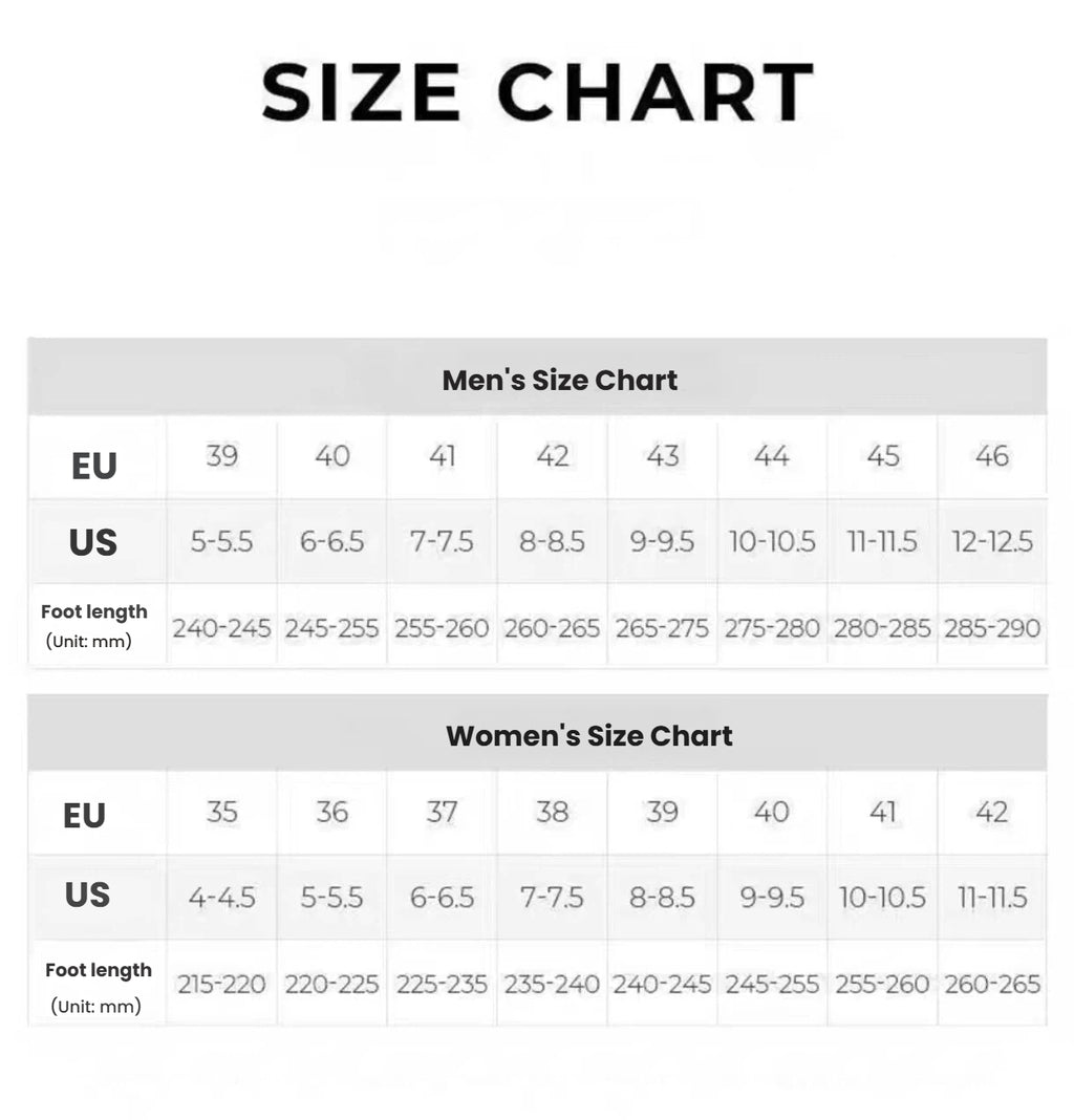EU・USサイズと足長の換算を示すゴルフシューズサイズ表